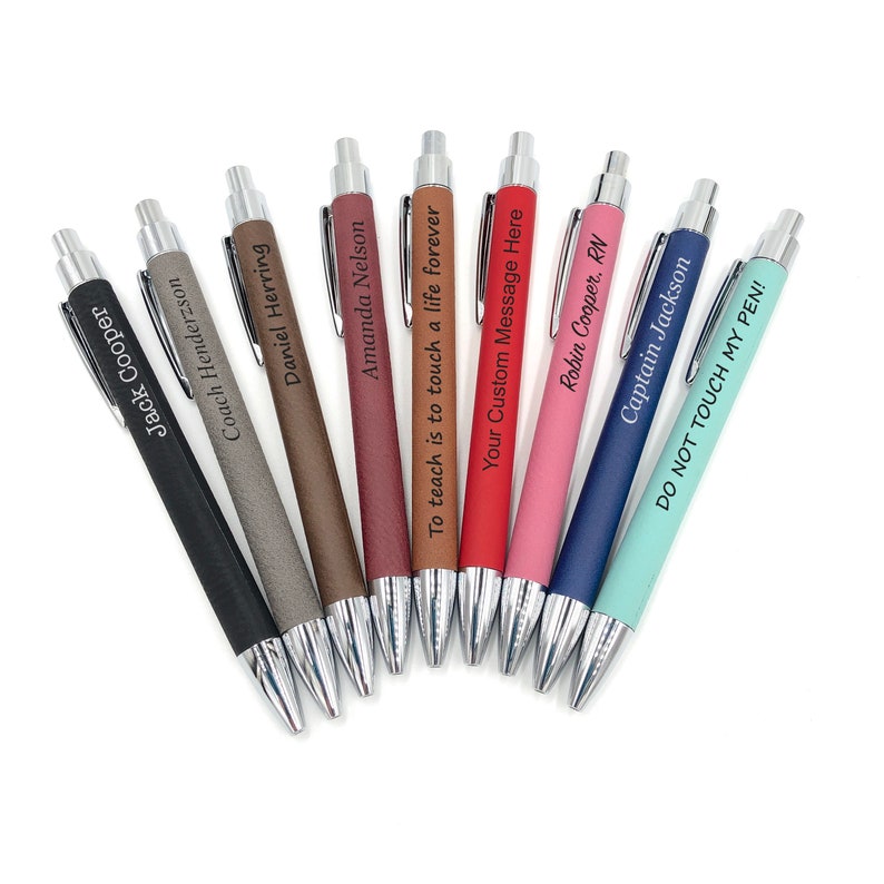 Custom Wording Ballpoint Pen, Vegan Leather Pen, Personalized ...