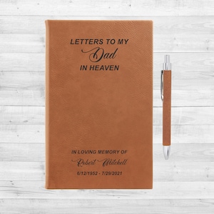 Customizable Letter To In Heaven Vegan Leather Journal Pen | Personalized Grief Journal | Memorial Journal | Celebration of Life Remembrance