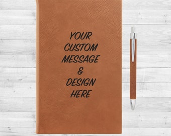 Custom Vegan Leather Journal Gift | Personalized Journal | Custom Wording Text | Custom Logo | Corporate Gift Writing Journal | Hardcover