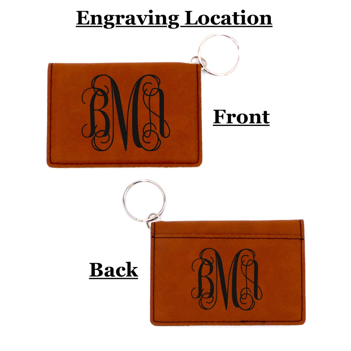 Personalized Keychain Wallet Vegan Leather Custom ID Holder Etsy