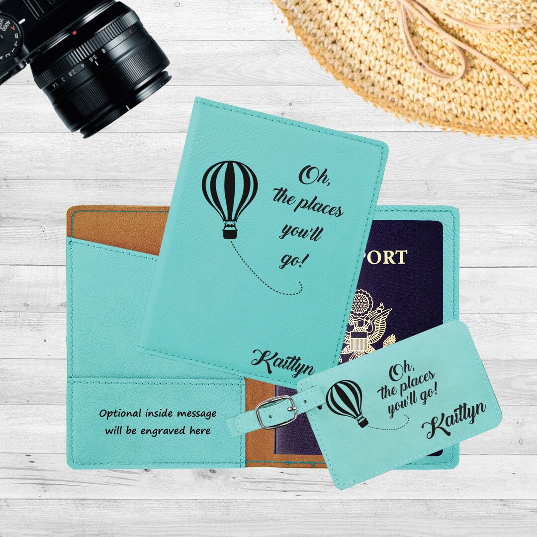 Personalized Passport Holder & Passport Holder Gift Set Traveler Gift Custom Passport Cover