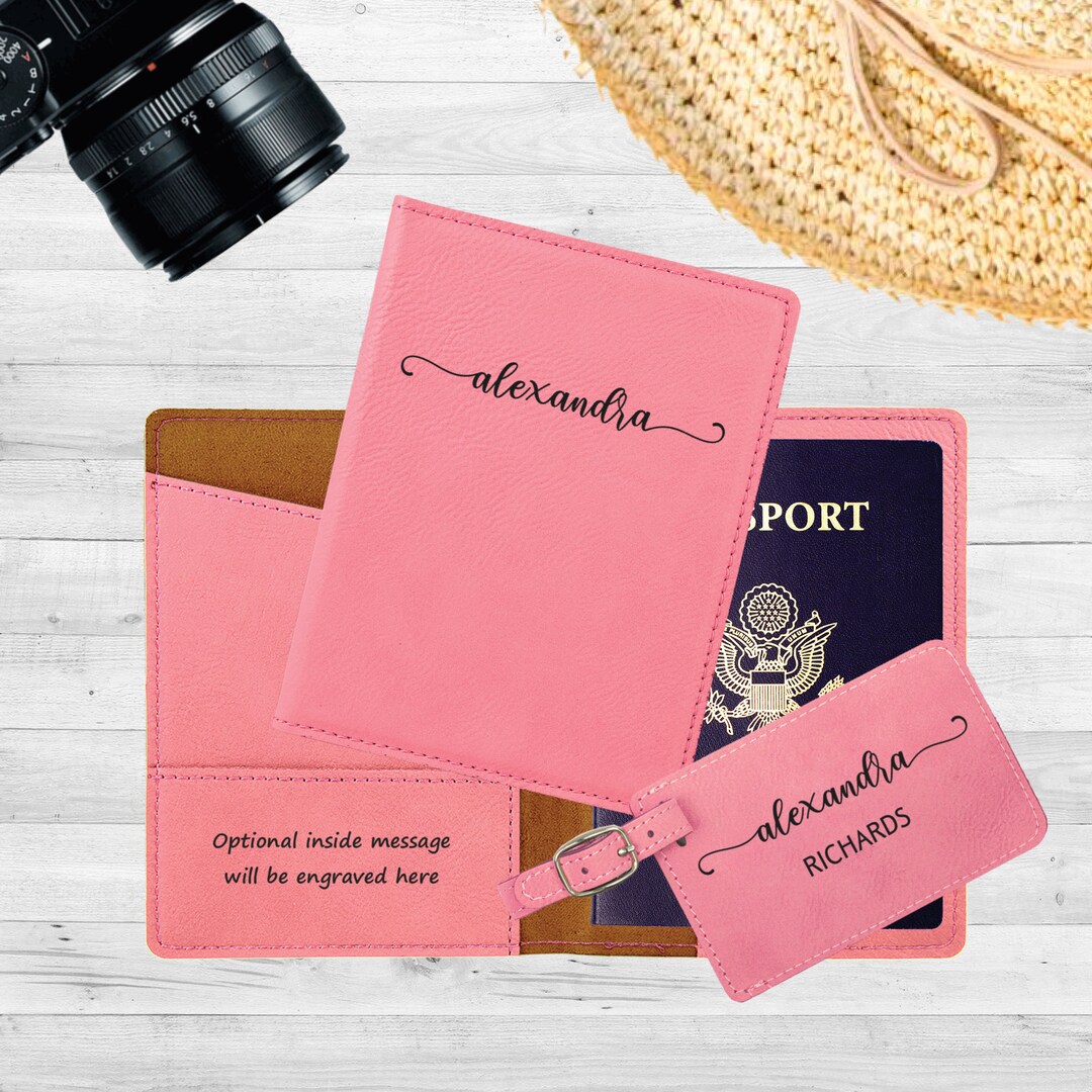 Personalized Passport Holder Luggage Tag Set Traveler Gift Custom