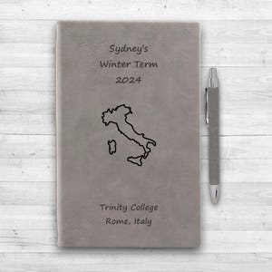 Custom Country Travel Journal | Study Abroad Notebook Journal | Personalized Vegan Leather | Exchange Student | Semester Abroad | Keepsake