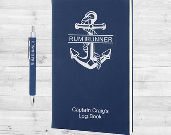 Personalized Boating Journal | Captain&#39;s Log | Custom Journal | Travel Journal | Vegan Leather Journal | Writing Journal | Ships Log
