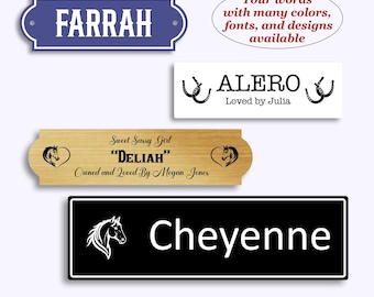 Placa personalizada para establo de caballos, grabada con láser en acrílico flexible, sin vinilo, sin óxido, letrero personalizado para establo de caballos