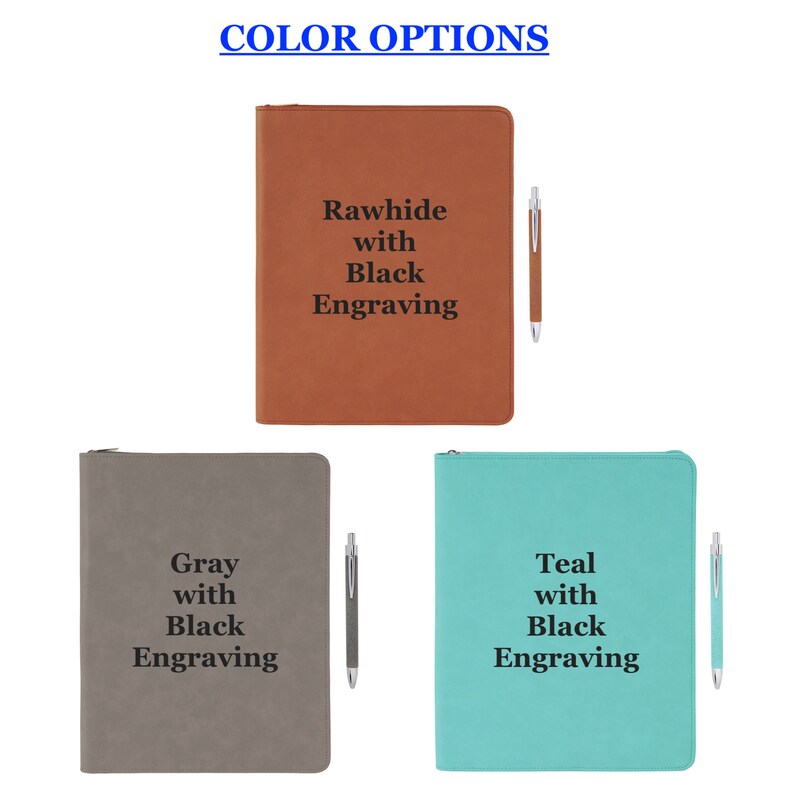 Personalized Padfolio Fathers Day Custom Logo Corporate Gift Job Promotion Husband Gift Personalized Zip Vegan Leather Portfolio