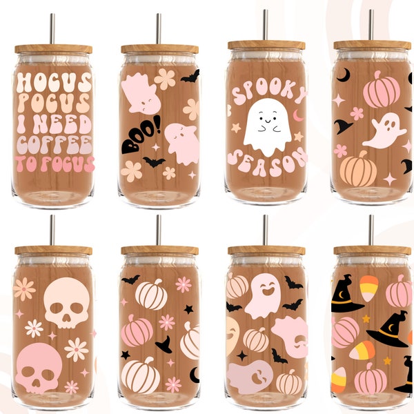 8 Designs Halloween svg,Libbey Glass Wrap,Cute Halloween Glass Wrap Svg, Halloween Bundle Svg, Ghost Beer Can wrap,Libby wrap,Libbey glass.