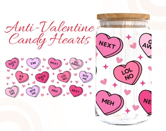 Anti-Valentine Candy Hearts Libbey,Valentines Libbey Glass Wrap,Beer Glass svg, Valentines Libbey Glass Wrap,Love Libbey Glass Svg,