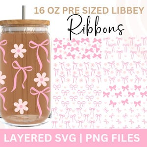 Libbey Glass can,Libbey Can Ribbons svg,Libbey Glass Svg, Libbey Glass Spring Svg, Ribbon Libbey Glass,Coquette Libbey Can,Bows Libbey