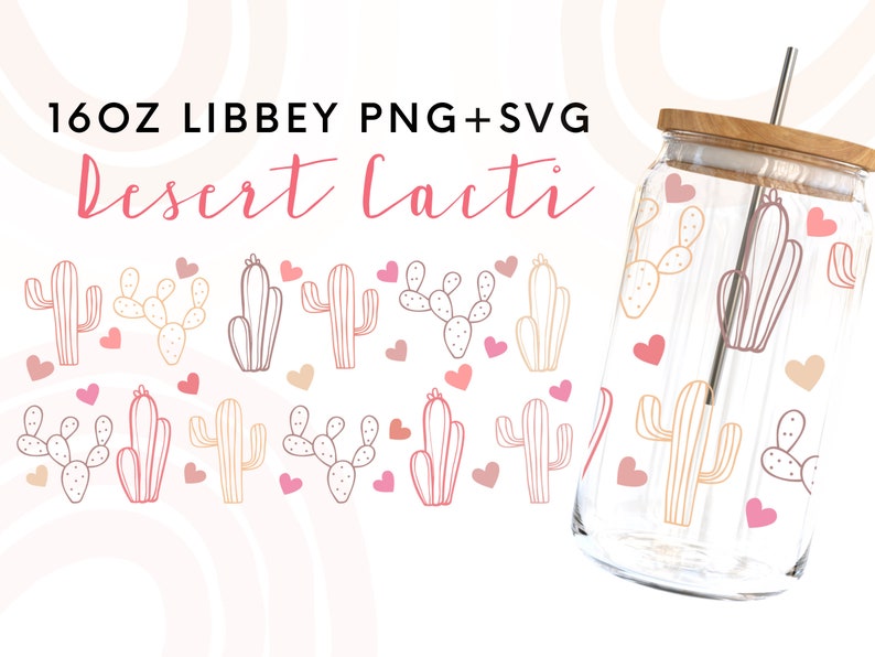 Valentines Libbey Glass 16oz Svg Files,Cactus Clipart Svg, Cactus Svg, Libbey Glass Can Svg, Libbey Glass wrap image 1