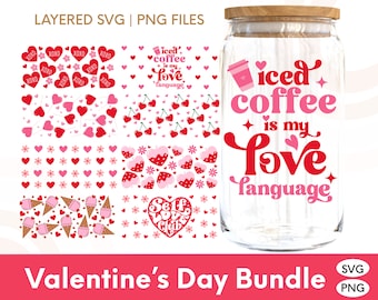 Valentine Libbey bundel, Valentijnsdag glas kan bundel, Libbey glas wrap, Valentines Libbey wrap, Valentine bundel SVG, Valentine SVG, cadeau