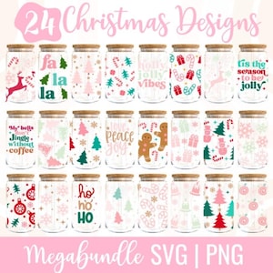 Christmas Libbey Svg Bundle,Christmas Glass Can Bundle,Libby wrap,Christmas Libbey Wrap Svg, Christmas Bundle Svg, PNG for UV DTF 16oz wrap