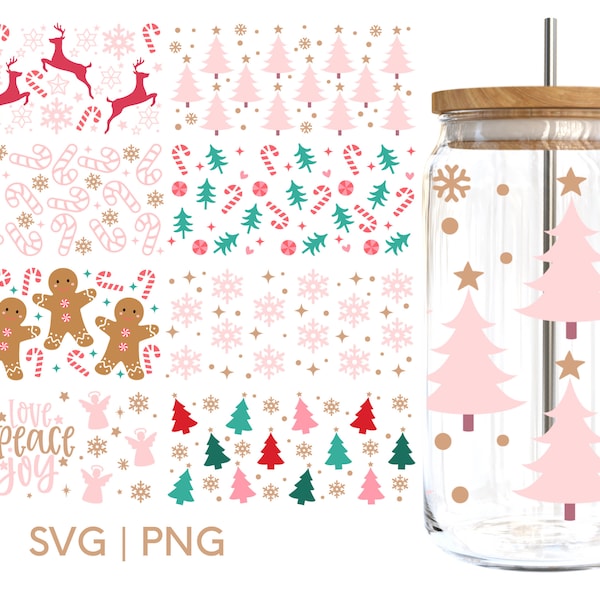 Christmas Libbey Svg Bundle,Christmas Glass Can Bundle,Libbey Glass Wrap,Christmas Libbey Wrap Svg, Christmas Bundle Svg,Gift for her