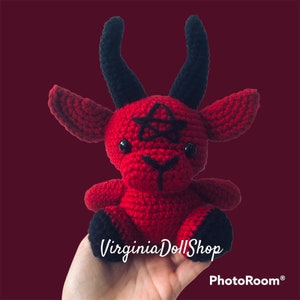 Baby Baphy Plush - Baphomet Stuffed Animal - Red / Black - Baby Baphomet - Satanic stuffed animals - Satan goat