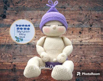 Muñeca de peso y altura del bebé recién nacido - (1 - 11 libras) Muñeca de peso al nacer - Muñeca de memoria - Nacimiento de bebé hecho personalizado - Recuerdo de preemie