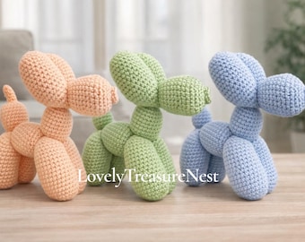 Crochet Balloon Dog Plush – Handmade Amigurumi Nursery Decor