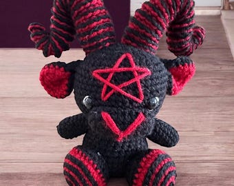 Crocheted Baphomet Plush – Gothic Goat Stuffed Animal