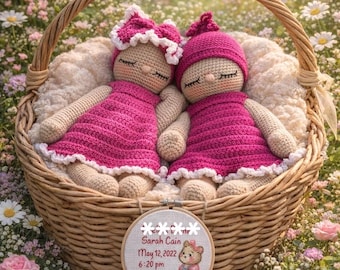 Personalized Keepsake Crochet Newborn Baby Doll – Custom Baby Height and Weight (1–8.99 lbs)