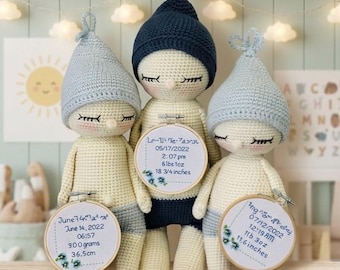 Personalized Keepsake Crochet Newborn Baby Doll – Custom Baby Height and Weight (1–8.99 lbs)