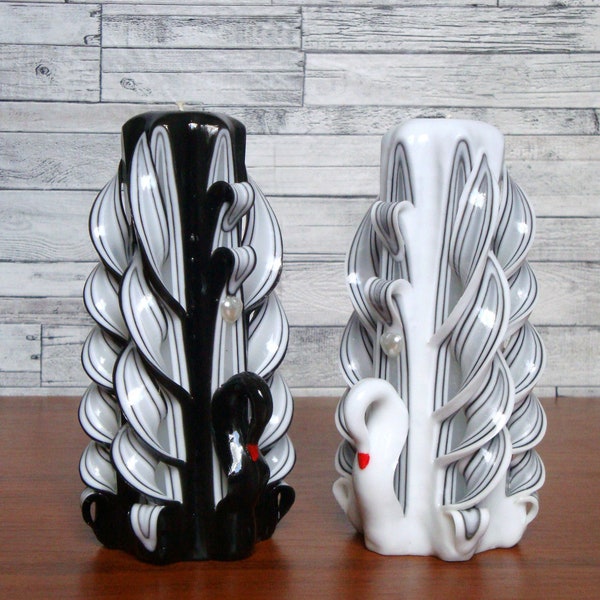 Handmade swan candles, black and white, Valentine's Day and Mother's Day gift, Long distance gift, Handmade candles.