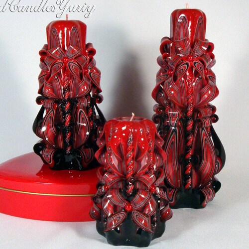 Carved Candles Black and White Set Perfect Birthday Gift. Etsy