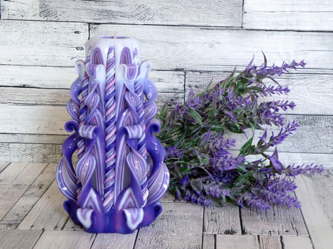 Purple Carved Candle for Girlfriend. Interior Candle Etsy