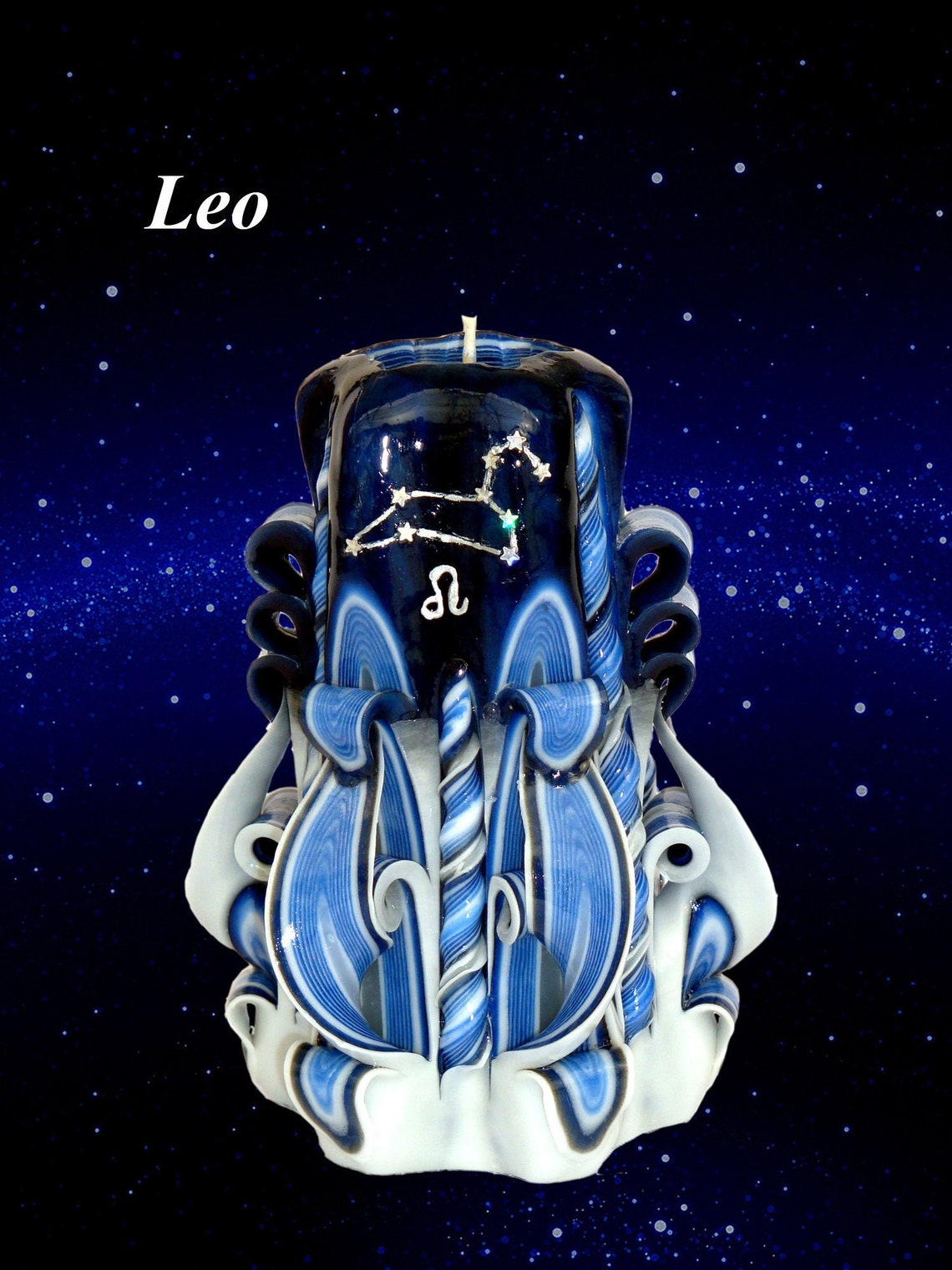 Carved candle zodiac sign Leo. Astrological Gifts Custom Etsy