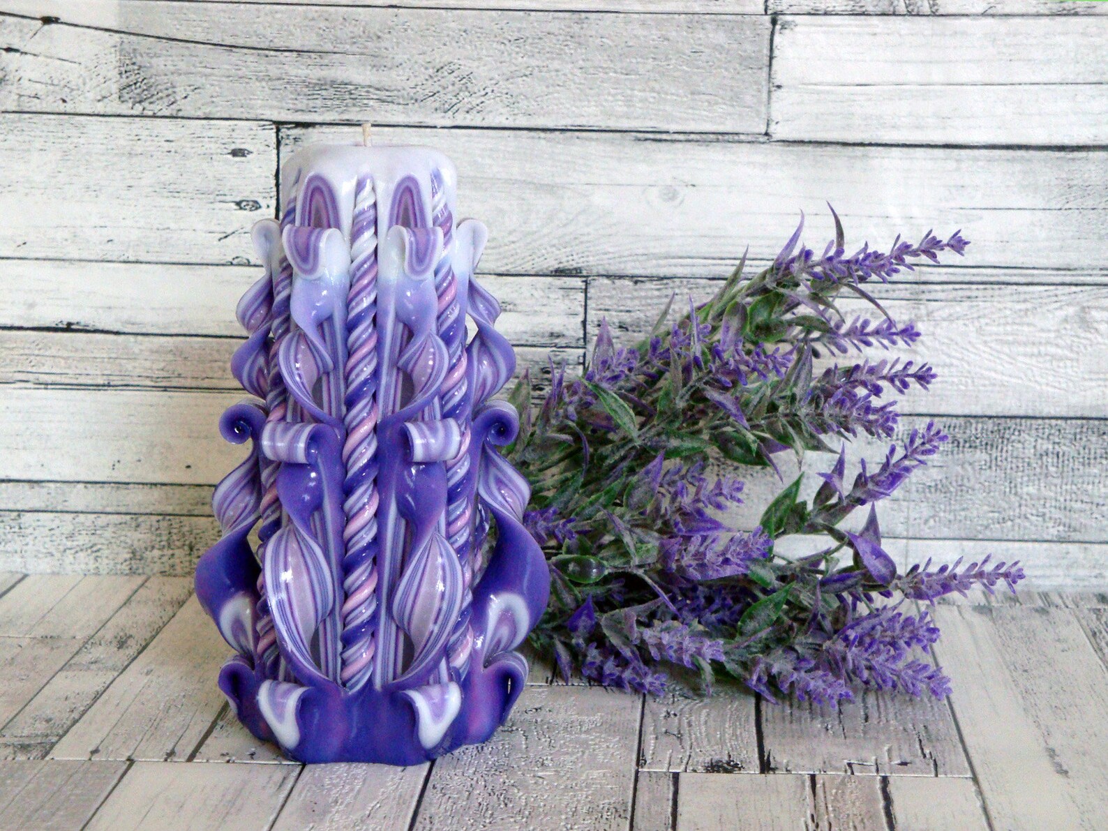 Purple Carved Candle for Girlfriend. Interior Candle Etsy