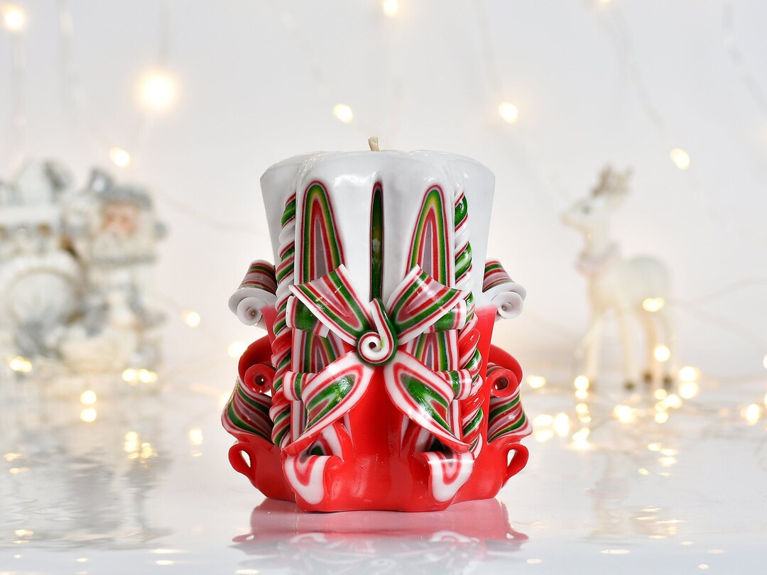 Christmas Carved Candles With LED for Gift Red Green LED Etsy