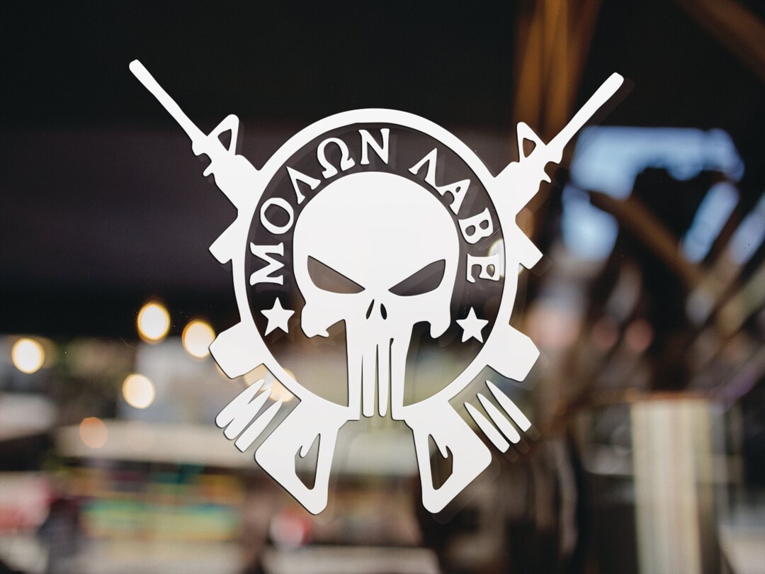 Molon Labe Vinyl Decal Sticker - Car Window Wall Laptop - Greek Military Gun Emblem