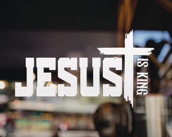 Jesus Is King Vinyl Decal – Christian Car Window Sticker, Faith Decal for Cars, Trucks, Laptops, Tumblers & More