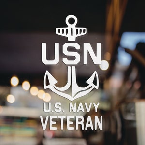 U.S. Navy Veteran Decal, Available in Many Sizes and Colors, Veteran Decal, Vinyl Decal, Car Window Decal
