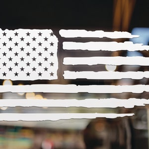 Distressed American Flag Decal, Available in Many Sizes and Colors, Tattered Flag Decal, Patriotic Decal, Vinyl Decal, Car Window Decal