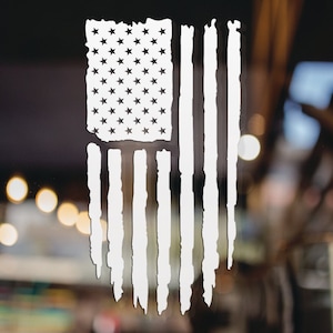Vertical Distressed American Flag Decal, Available in Many Sizes and Colors, Flag Decal, Patriotic Decal, Vinyl Decal, Car Window Decal