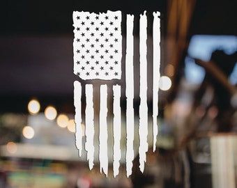 Vertical Distressed American Flag Decal, Available in Many Sizes and Colors, Flag Decal, Patriotic Decal, Vinyl Decal, Car Window Decal