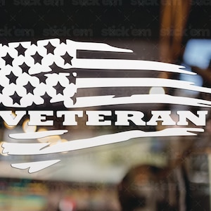 Veteran American Flag Decal, Available in Many Sizes and Colors, Veteran Decal, Patriotic Decal, Vinyl Decal, Car Window Decal