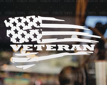 Veteran American Flag Decal, Available in Many Sizes and Colors, Veteran Decal, Patriotic Decal, Vinyl Decal, Car Window Decal