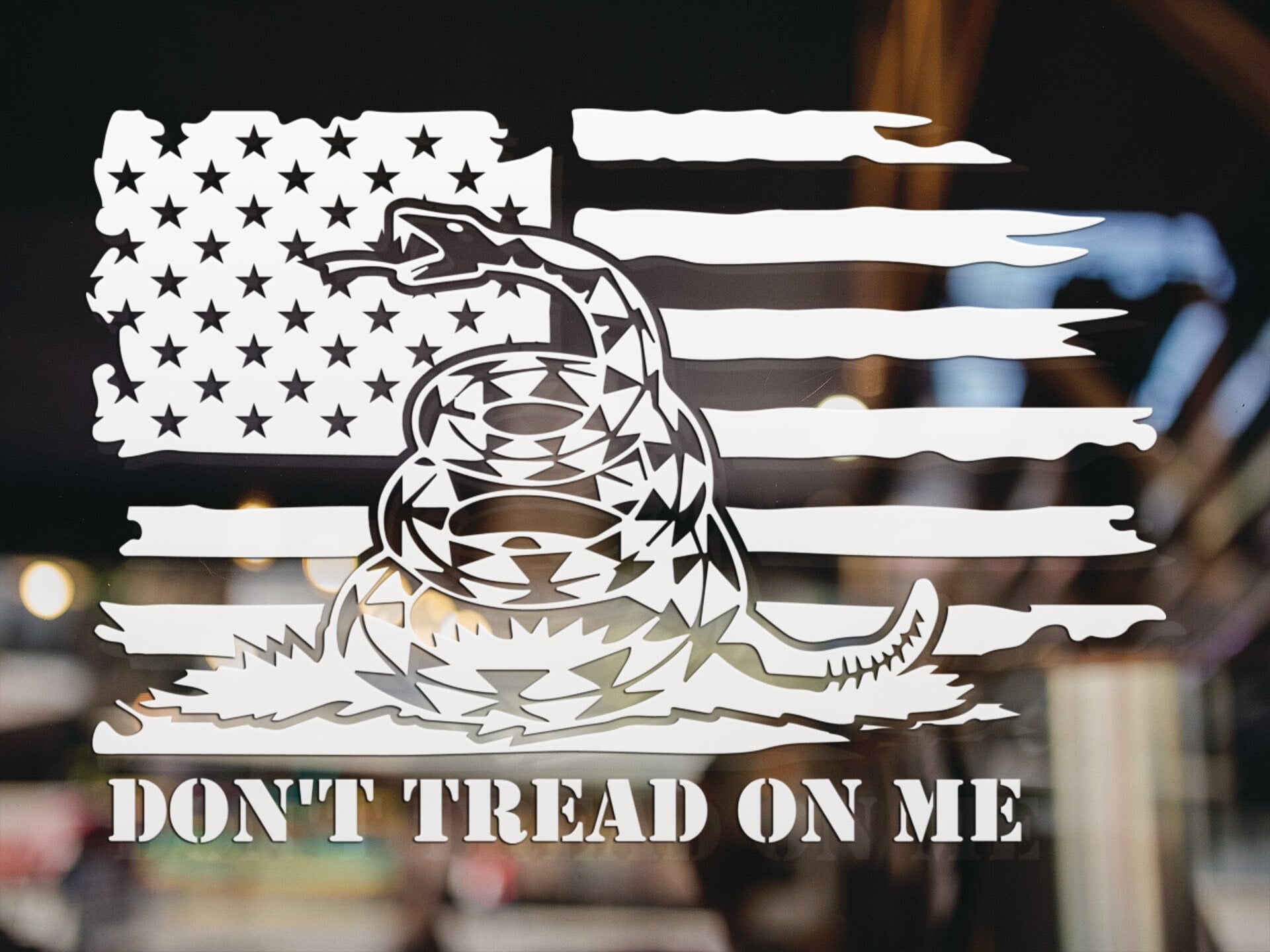 Don't Tread On Me Distressed Flag Decal, Available in Many Sizes and Colors, Gadsden Decal, Patriotic Decal, Vinyl Decal, Car Window Decal