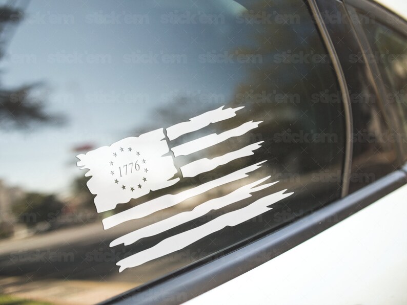 Distressed 1776 American Flag Decal, Available in Many Sizes and Colors ...