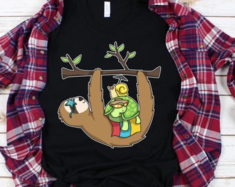 Sloth Turtle Snail Hanging Out TShirt, Sloth Shirt, Funny Slow Down, Lazy, Snail Lover Gifts, Turtle Tee, Slow Animals, Funny Sloth