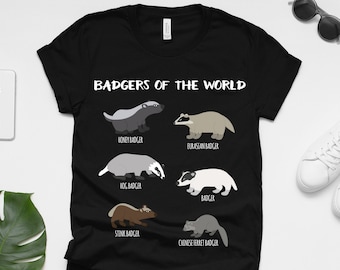 Camisa tejón, regalo de amante de tejones, tejones del mundo, uno de un tipo regalo único camiseta para los amantes de los animales únicos