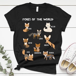 Zorros del Mundo / Camiseta, Zorro Rojo, Zorro Artico, Zorro Gris, Zorro Fennec, Swift Fox, Kit Fox, Arabian Kit Fox, Zorro Tibetano imagen 1