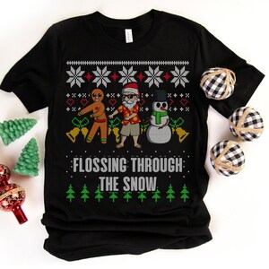 Flossing around the christmas tree jumper best sale