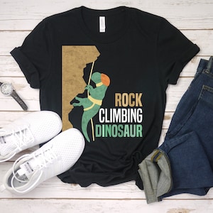 Rock Climbing Dinosaur, T-Shirt, Dinosaur Shirt, Rock Climbing Shirt, Climbing Shirt, TRex Shirt, Rock Climbing, T-Rex Shirt, Dino Shirt