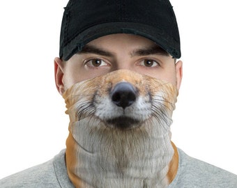 Red Fox Neck Gaiter, Fox Face Mask, Fox Costume, Face Covering, Party Neck Scarf, Fox Lover Gift, Tubular Bandanna, Face Shield, Dust Mask