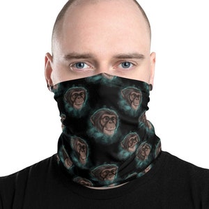 Mascarilla facial de chimpancé, collar de cuello para hombres mujeres adultos, patrón de chimpancé cósmico, Tubular Bandana, Balaclava, bufanda Snood, reutilizable lavable