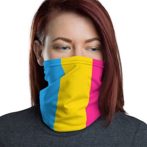 Pansexual Pride Flag Face Mask, Pan Pride Neck Gaiter, Washable Face Covering, Tubular Bandana, Cloth Balaclava, Snood Scarf, Resuable Cover