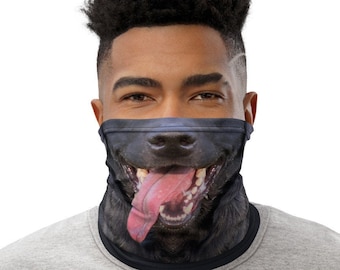 Labrador Retriever Dog Face Mask, Neck Gaiter, Washable and Reusable Face Covering, Tubular Bandana, Funny Black Lab Dog Costume, Balaclava