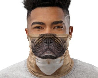 French Bulldog Face Mask & Neck Gaiter, Frenchie Dog Washable Reusable All-In-One Face Shield, Headband, Neck Warmer, Unisex Face Cover