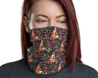 Fox Patroon Gezichtsmasker, Neck Gaiter, Wasbare en herbruikbare gezichtsbedekking voor volwassenen, floral leaf print, bandanna, hoofdband, balaclava, sjaal